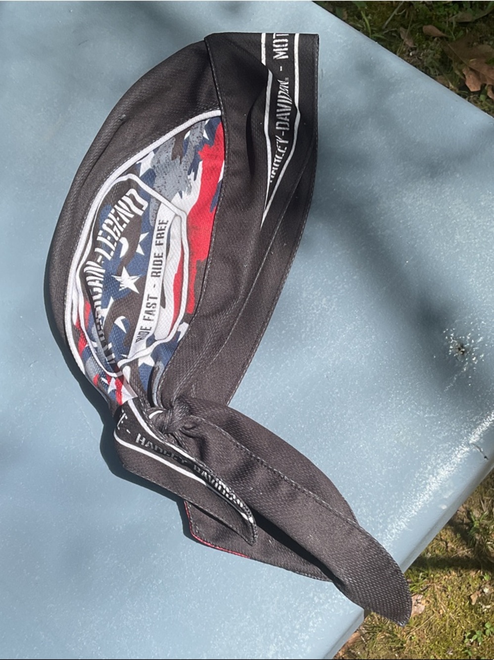 Harley-Davidson Black Bandana with Red, White & Blue Accent